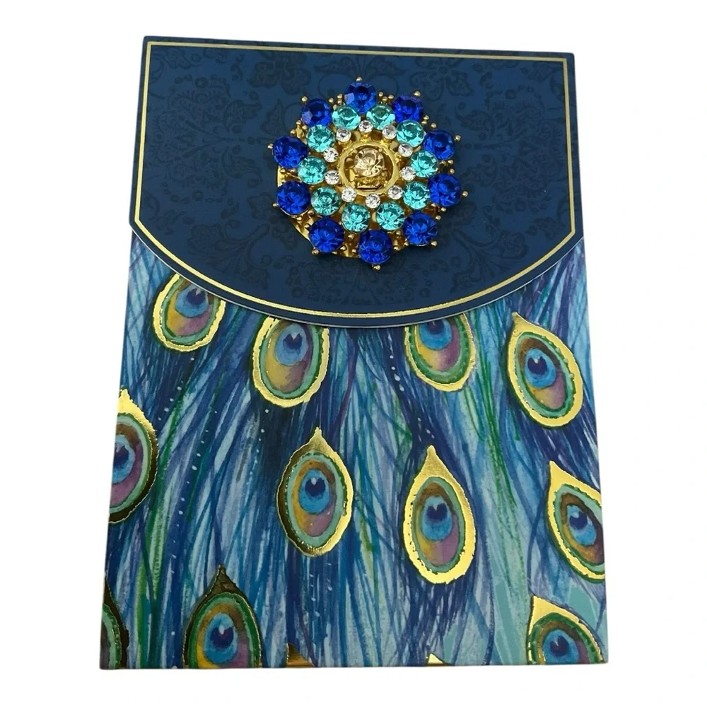 Punch Studio Emerald Peacock Gold Brooch Mini Notepad